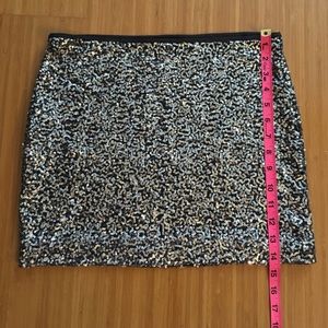 Express Festive silver sequined miniskirt
